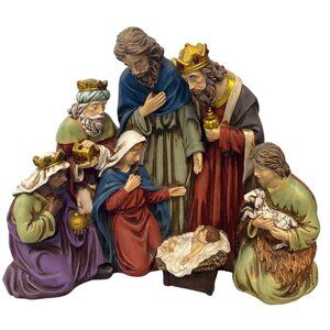 Hand-Painted Nativity Scene Figurine Set 18" Tall 23" Wide Beautiful